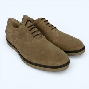 FitFlop Mens Lewis Suede Lace up Pebble Tan Suede Oxford Sneaker Comfort SZ 11